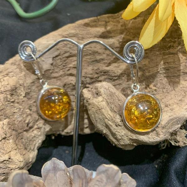 Silver and amber earrings