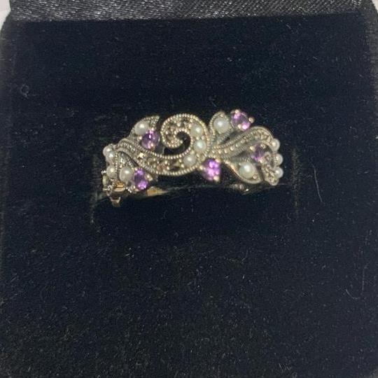 Amethyst pearl ring