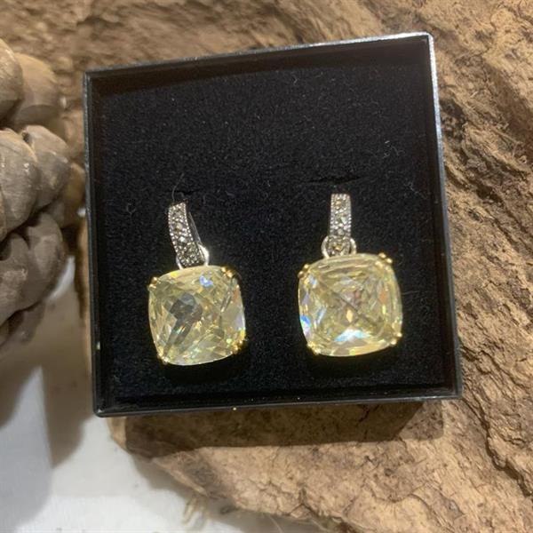 Silver Marcasite Canary CZ Earrings