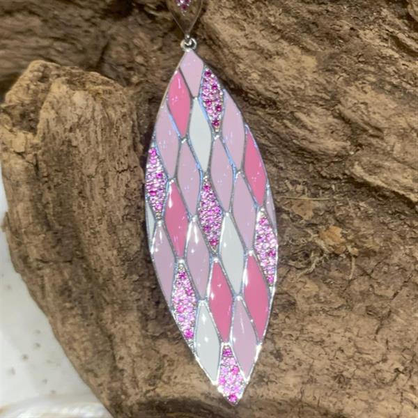 Silver and Pink enamel necklace