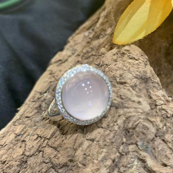 Large Rose Quartz silver ring