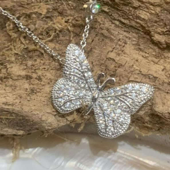 Silver butterfly necklace