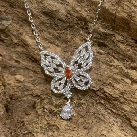 Silver butterfly necklace