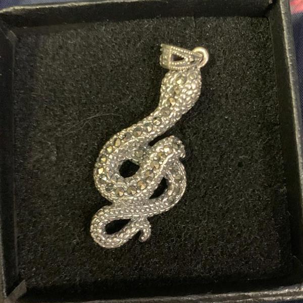 Silver Marcasite Snake Pendant